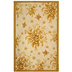 Hand hooked Flov Ivory/ Gold Wool Runner (2'6 x 4') Safavieh Accent Rugs