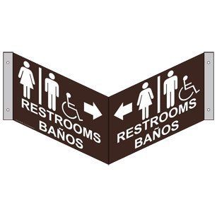 Restrooms With Symbol Left Sign RRB 6988Tri WHTonDKBN Restrooms  Business And Store Signs 