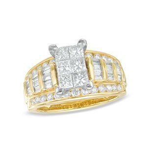 2 CT. T.W. Princess Cut Composite Diamond Engagement Ring in 14K Gold Jewelry