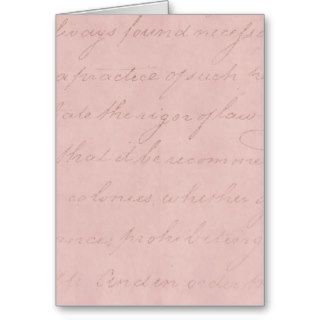 Vintage 1700s Colonial Pink Rose Text Parchment Greeting Cards