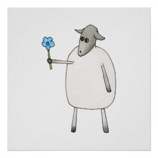 Sheep Giving a Flower. Print