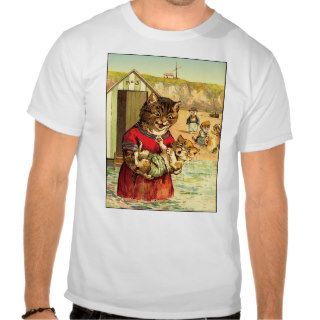Funny Cats at the Beach   Louis Wain T Shirt