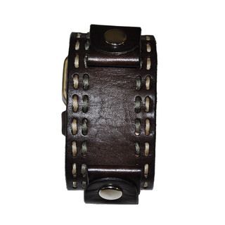Double Stitch Leather Cuff Brown Band Nemesis Watch Bands