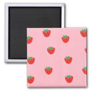 Strawberries Pink Fridge Magnet