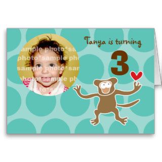Cartoon Monkey Kid Birthday Custom Invitation Card