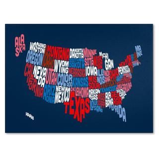 Michael Tompsett 'USA States Txt Map 2' Canvas Art Trademark Fine Art Canvas