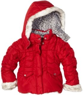 London Fog Girls 2 6X Toddler Heavyweight Jacket With Scarf, Red, 2T Clothing