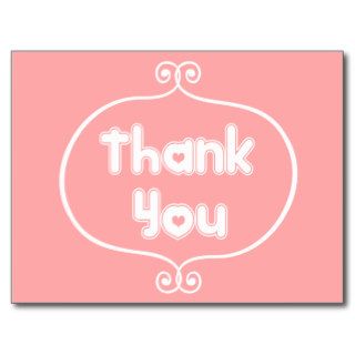 Thank You Pink Heart Greeting Post Card