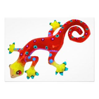 Crazy Colorful Lizard Personalized Invitation