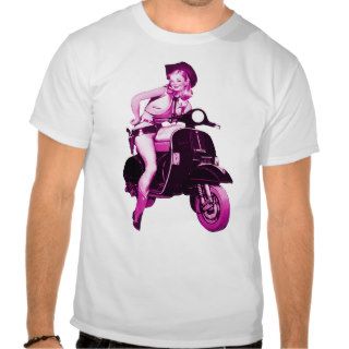 Retro Scooter Cowgirl T Shirts