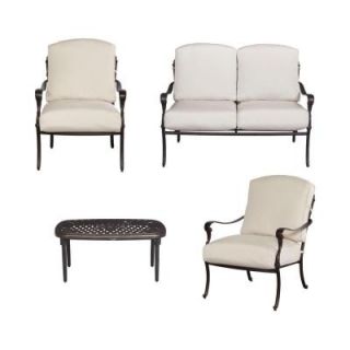 Hampton Bay Edington 4 Piece Patio Conversation Set with Bare Cushions 141 0124DSV2 NF