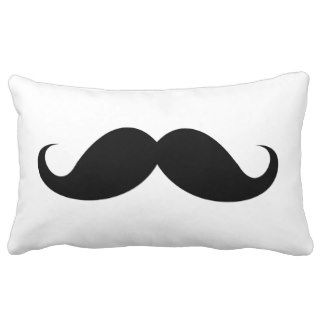 Funny black handlebar mustache trendy hipster throw pillows