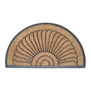 Entryways Shell Half Round 18 in. x 30 in. Recycled Rubber and Coir Door Mat 157BR