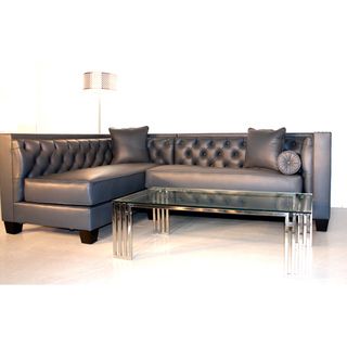 Decenni Custom Furniture 'Tobias' Monte Carlo Slate Leather Sectional Sofa Sofas & Loveseats