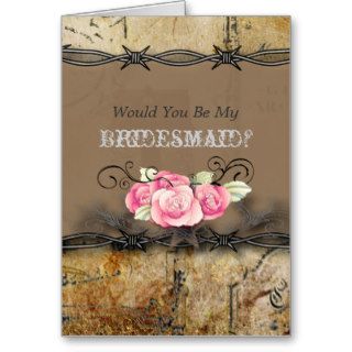Rustic Western Country wedding bridesmaid Greeting Cards