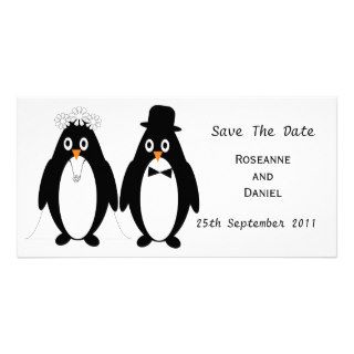 Penguin Save The Date Wedding Announcement Photo Card Template