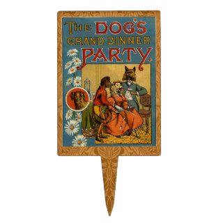 Dinner Party Vintage dogs Cake Pick