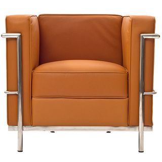 Le Corbusier LC2 Genuine Tan Leather Armchair Modway Chairs