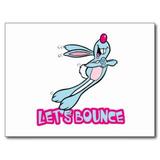 Lets Bounce Cute Bouncing Bunny Rabbit Postcards