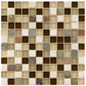 Merola Tile Tessera Square Nassau 11 3/4 in. x 11 3/4 in. x 8 mm Stone and Glass Mosaic Wall Tile GDMTSQN
