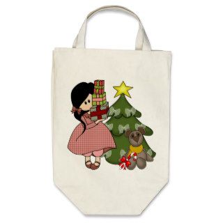 Christmas Doll with Tree Canvas Bags