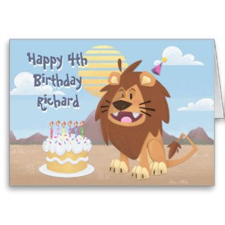 Cartoon Lion Happy Birthday Greeting Cards