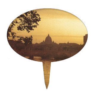 Rome at sunset, River Tiber and St Peter's Cake Pick