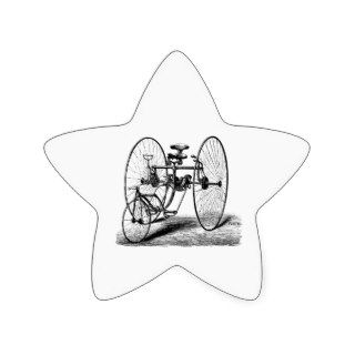 Vintage Three Wheel Bicycle Star Stickers