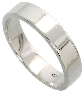Sterling Silver 5mm (3/16 in.) Plain Flat Wedding Band  5 Jewelry