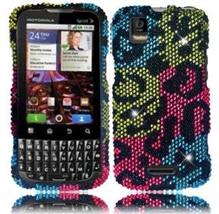 VMG Motorola XPRT MB612 Gem Bling Design Hard Case Cover   Colorful Leopard G Cell Phones & Accessories