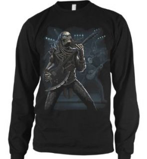 Skeleton with Axe Guitar Mens Thermal, Predator Band Liquid Blue Oversized Mens Long Sleeve Thermal Clothing