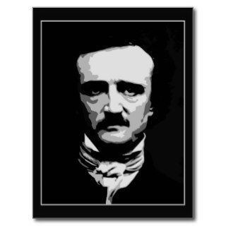 Black and white vector art, Edgar Allan Poe Postcard