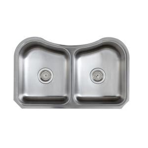 KOHLER Staccato Undermount Stainless Steel 31.625x19.5625x8 0 Hole Double Bowl Kitchen Sink K 3899 NA