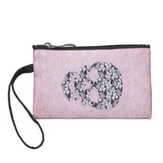 Girly Black White Floral Skull Cute Pink Lace Coin Wallets