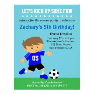 Cute Soccer Boy, Football Themed Birthday Party Invite