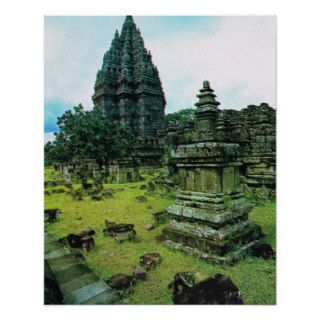 Vintage Indonesia, Java, Prambanan Hindu temple Poster