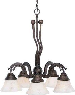 Toltec Lighting 227 BRZ 508 Wave Five Light Down light Chandelier Bronze Finish with Italian Marble Glass, 7 Inch    