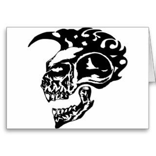 Tribal Tattoo Skull w/ Mohawk Greeting Cards