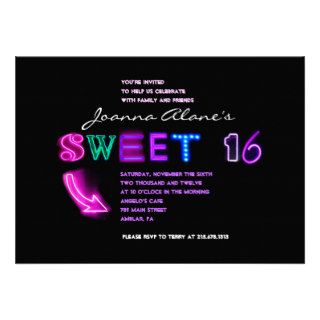 IT'S ELECTRIC NEON SIGN Sweet Sixteen Invitation