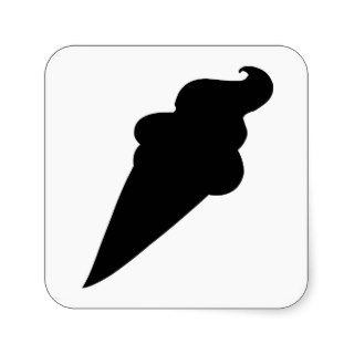 Ice Cream Cone Silhouette Square Stickers