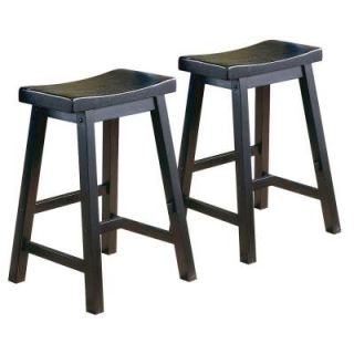 Home Decorators Collection 24 in. Black Saddleback Stool (Set of 2)   DISCONTINUED 405302BK 24[2PC]