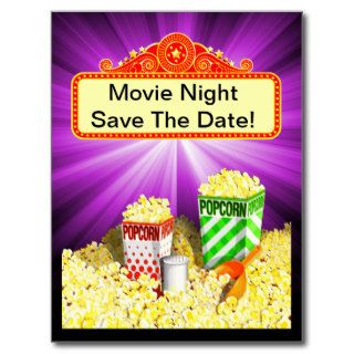 Popcorn Lovers Movie Marquee Postcard
