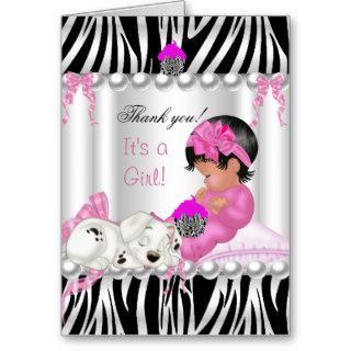 Thank You Cute Baby Shower Girl Pink Zebra cupcake Card