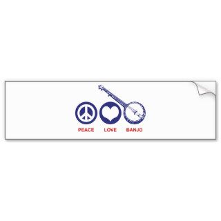 Peace Love Banjo Bumper Stickers