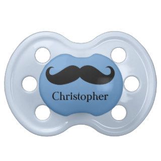 Funny Personalized Blue Mustache Pacifier