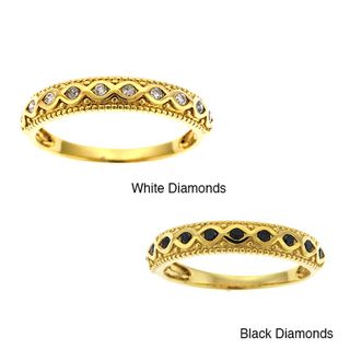 Beverly Hills Charm 14k Yellow Gold 1/6ct TDW Black or White Diamond Band Beverly Hills Charm Diamond Rings