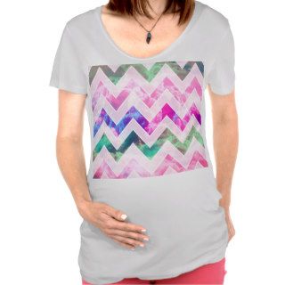 Modern White Chevron Pattern Girly Pink Clouds Maternity T shirt