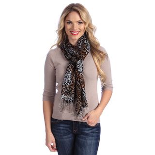 Women's Lightweight Dotted Leopard Print Cashmere and Silk Stole KPA Cashmere Scarves