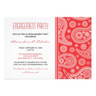 Henna Paisley Engagement Party Invitation (red)
