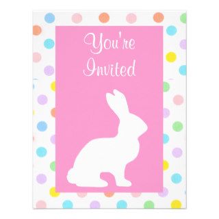 White Bunny and Dots Easter Invite